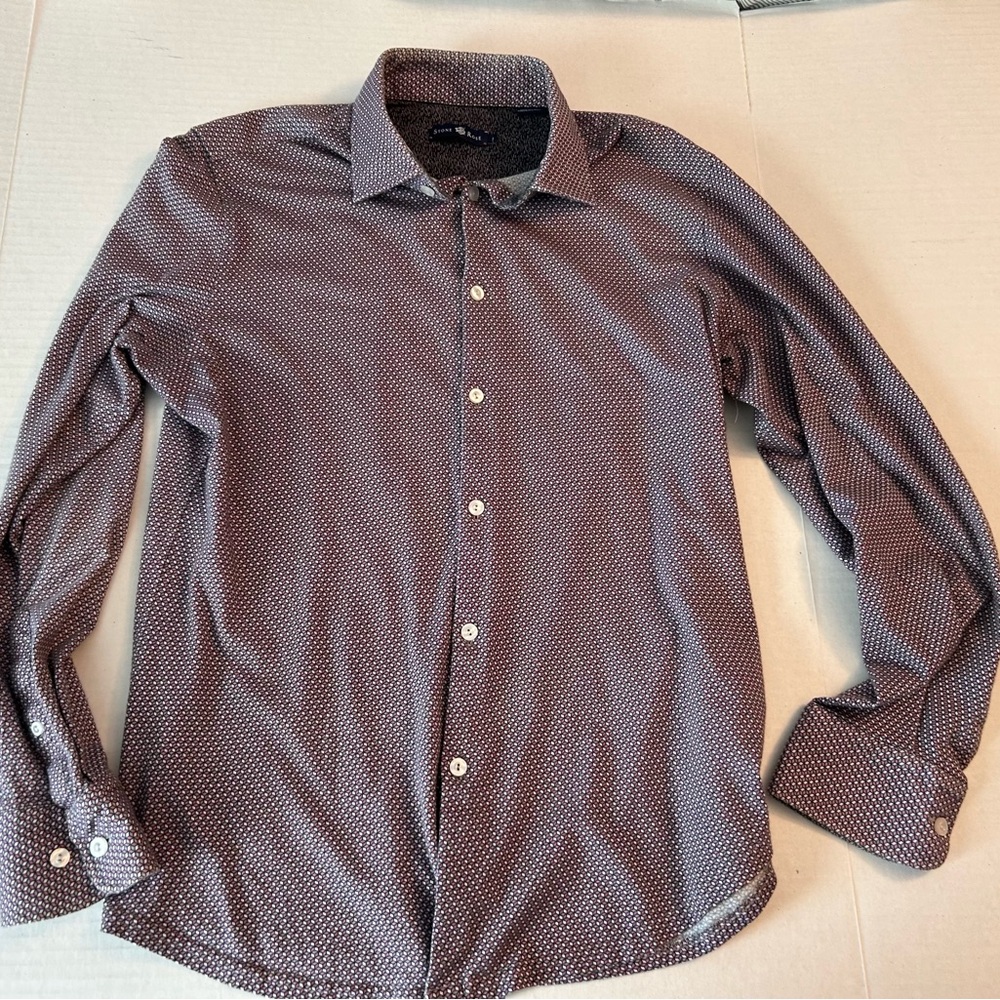 Stone Rose Men's Gray, Pink, White Geometric Shirt size Medium 100% cotton